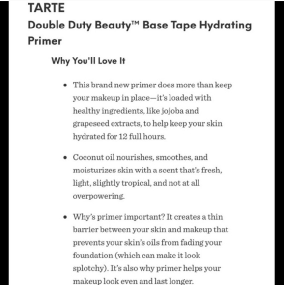 Tarte Base Tape Hydrating Primer .33oz Travel Size - Picture 3 of 5